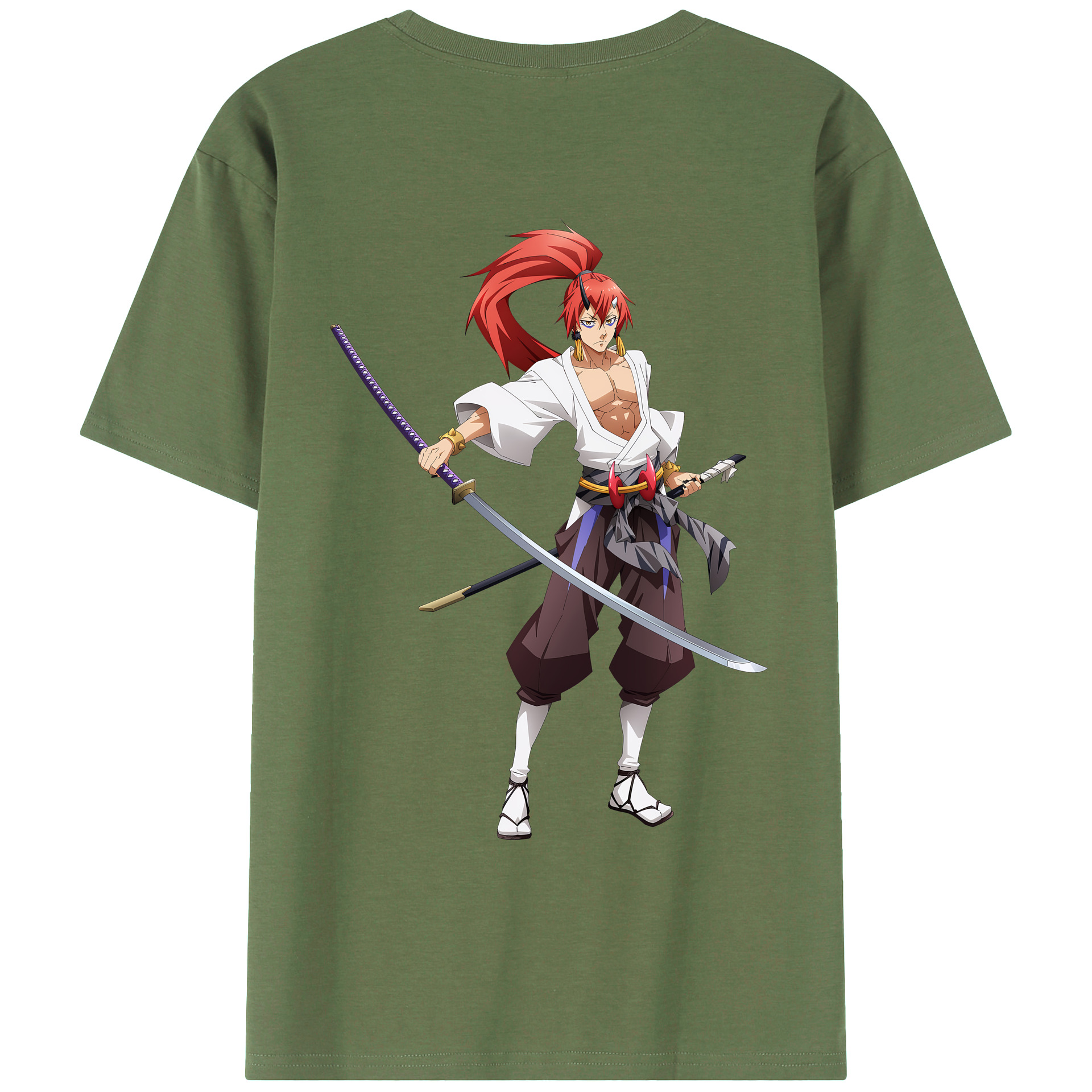 （画像用） 転スラ Regarding Reincarnated to Slime 綿100％ メンズ半袖Tシャツ（バックプリント） 通気性